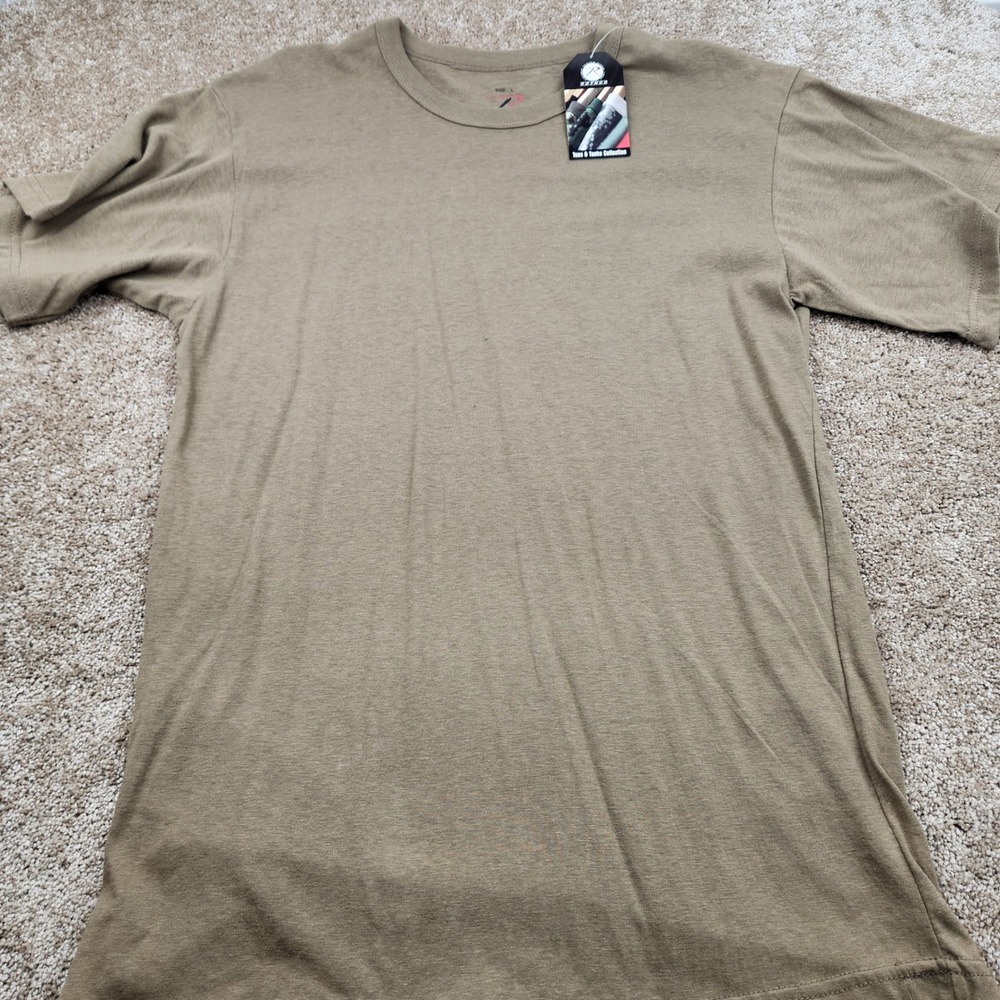 Rothco Mens T Shirt Size L Brown Short Sleeve Cotton Polyester Blend Basic NWT